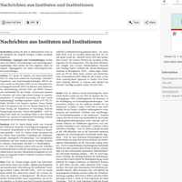 An image of the Nachrichten aus Instituten und Institutionen section of the Psychologische Rundschau.