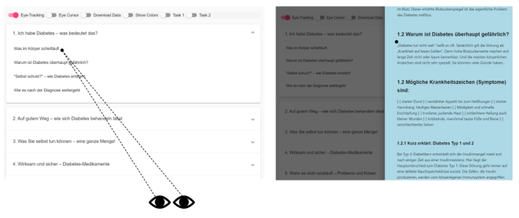 Image that shows how actions can be performed by looking at certain parts of the webapp.